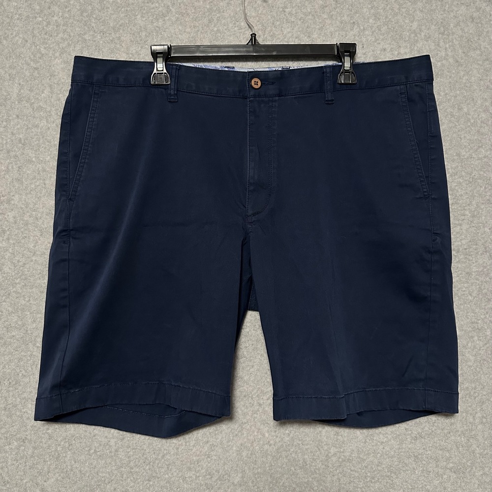 Tommy Bahama Chino Shorts Mens 40 Navy Blue Cotton Blend Stretch Flat Front